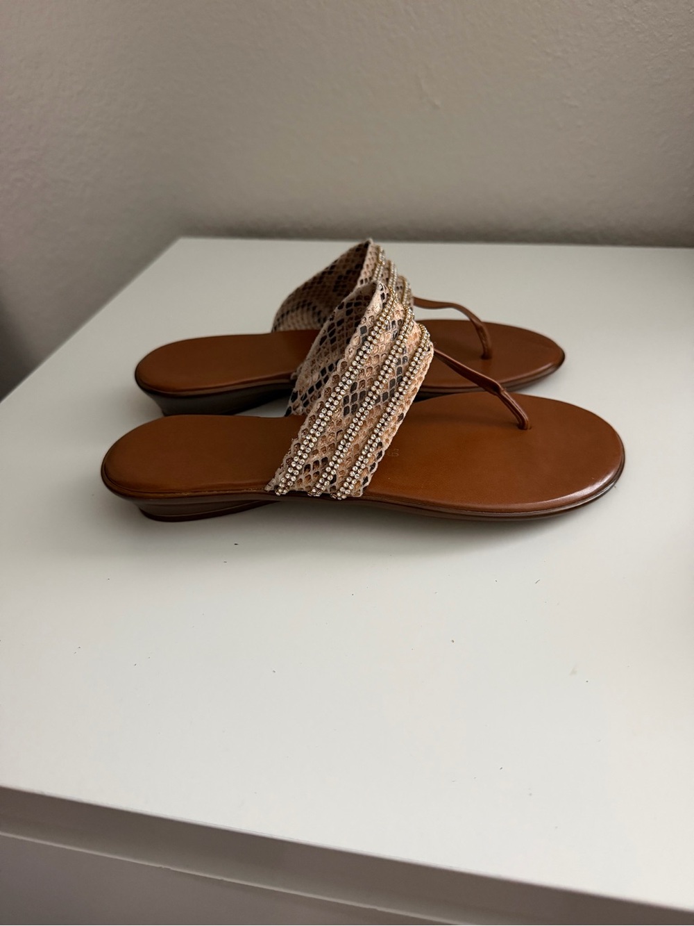 Women’s Brown Beaded Thong Sandals